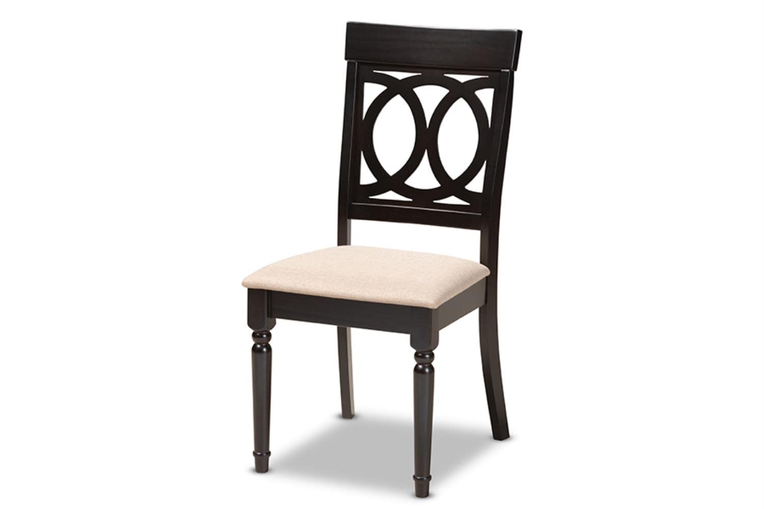 Baxton Studio Lucie Modern and Contemporary Sand Fabric Upholstered Espresso Brown Finished 5-Piece Wood Dining Set